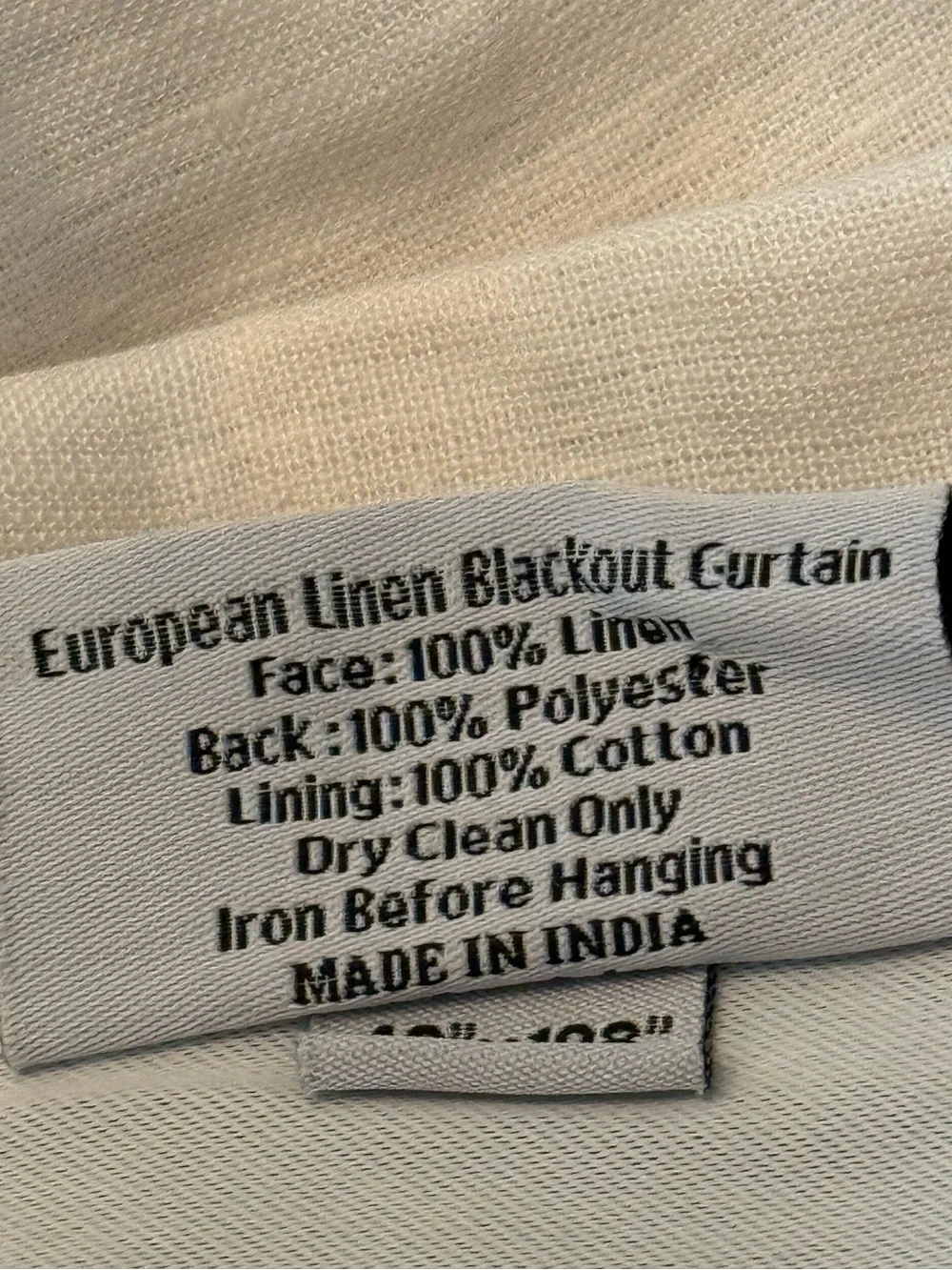 Quince European Linen True Blackout Single Curtain Panel Ivory 48”x108”